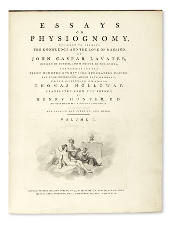LAVATER, JOHANN CASPAR. Essays on Physiognomy.  3 vols. in 5.  1789-98.  Lacks 2 plates.